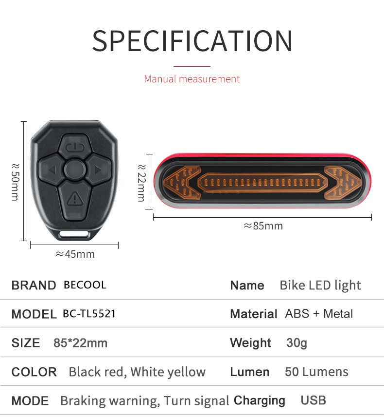USB Rechargeable bike tail light BC-TL5521