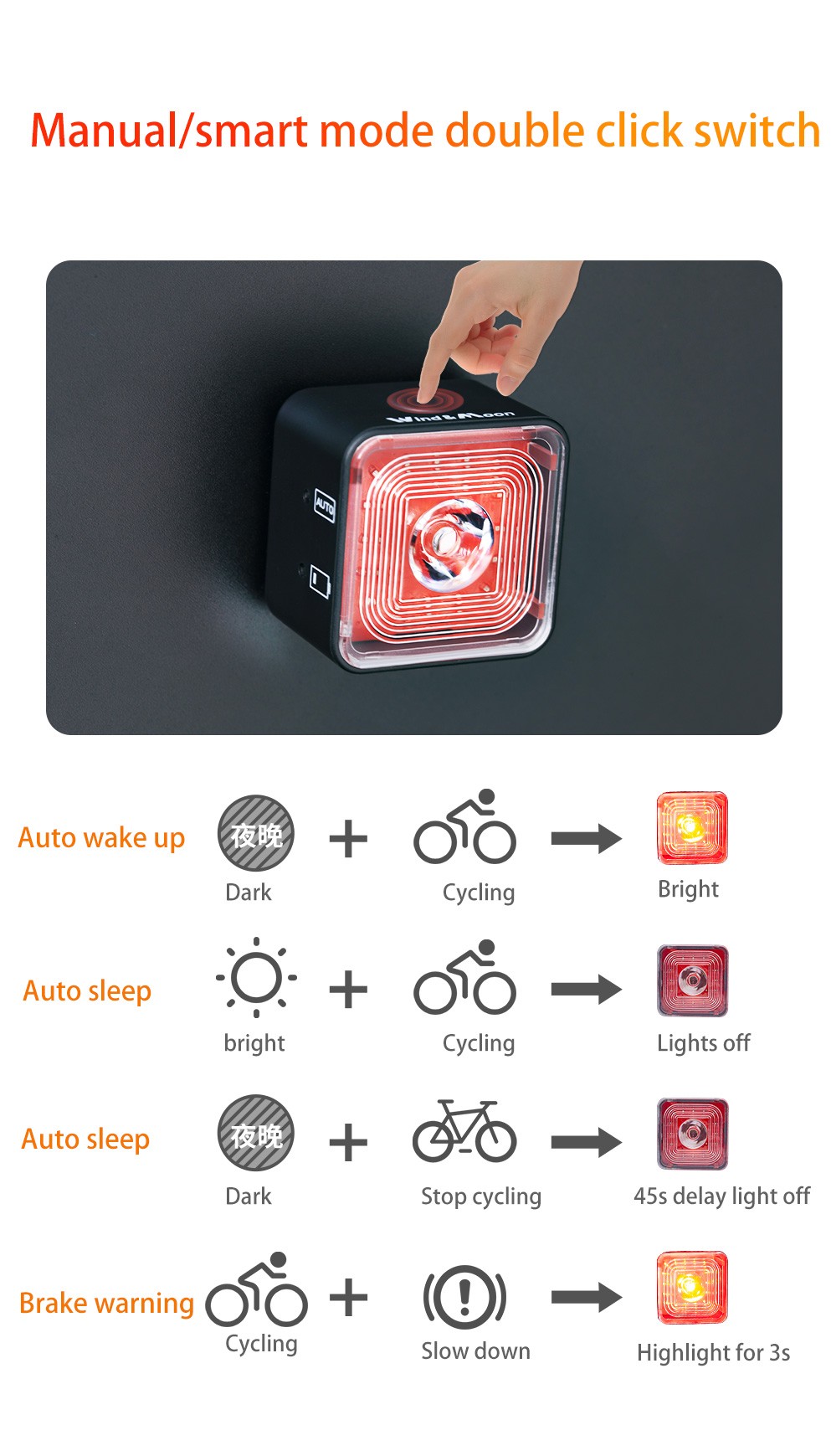 USB rechargeable bike tail light BC-TL5572